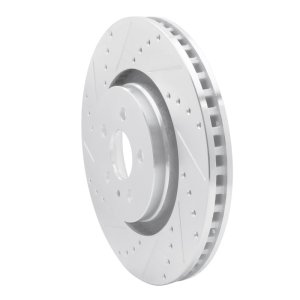 Ford Edge Brake Rotor (1) - Front Left - R1 Concepts - Drilled & Slotted - Silver - `15-`21